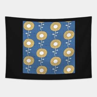 yellow sunflowers on blue Tapestry