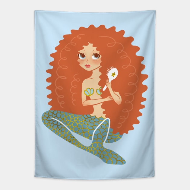 Curly Mermaid Tapestry by Wlaurence