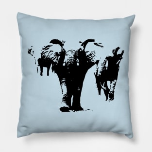 Elephant Herd Silhouette Pillow