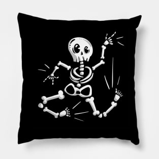 Dancing Skeleton Cartoon Halloween Fun Pillow