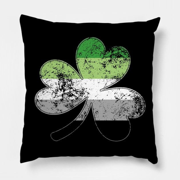 Aromantic Shamrock Pride Flag Pillow by wheedesign