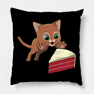 Abyssinian Cat excited to eat Red Velvet Cake Pillow