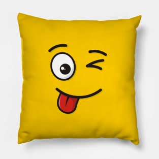 Face with Stuck-Out Tongue and Winking Eye Pillow