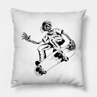 Funny Skeleton Playing Skateboard Skull Playing Skateboard Gifts Pillow