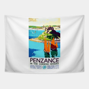 Penzance in the Cornish Riviera - Vintage British Travel Poster Art Tapestry