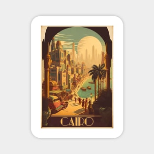 Cairo Egypt Streetscape Vintage Travel Art Poster Magnet