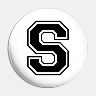 Initial Letter S - Varsity Style Design - Black stag Pin