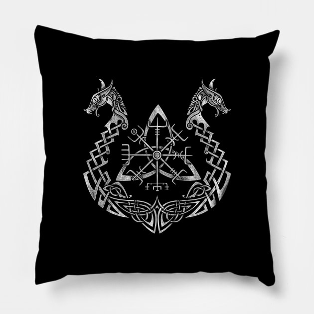 Viking Ship Nordic Runes T-Shirt Pillow by biNutz