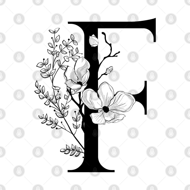 Letter F Monogram - Floral Initial by ZenNature