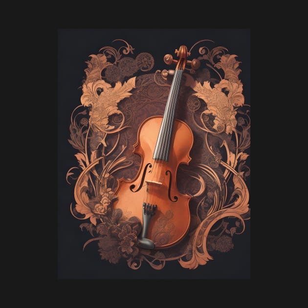 Brown and gold violin by MiracleROLart