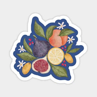 Hand painted watercolor vintage style fruits and leaves arrangement Magnet