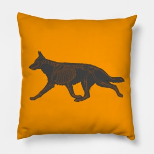 Halloween Design - Dog Skeleton Orange Pillow