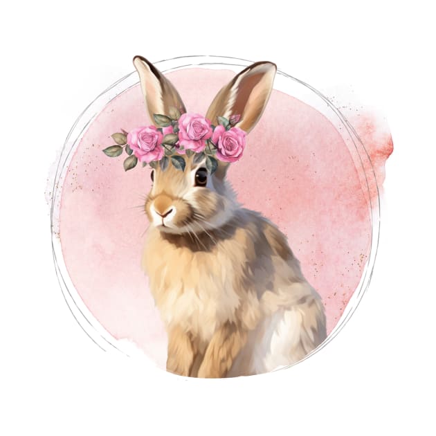 Cute Bunny with Floral Crown by Alienated