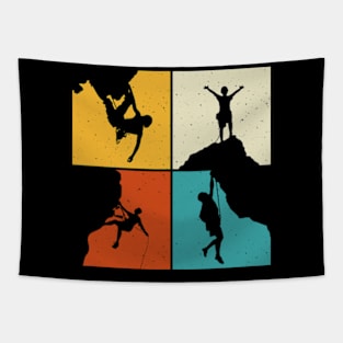 Vintage Rock Climbing Art, Sports Hobby Retro Rock Climbing Tapestry