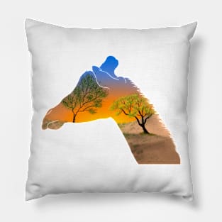 Giraffe sunset silhouette Pillow