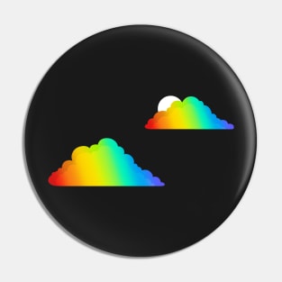 Graphic Rainbow Clouds on Black Pin