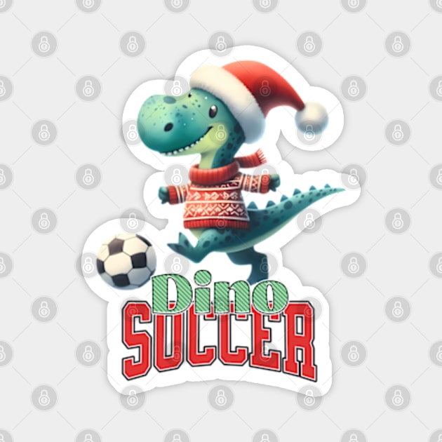 Dinosaur Christmas Soccer Magnet by BrisaArtPrints