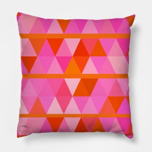 Geometric Bright Orange and Hot Pink Pattern Pillow