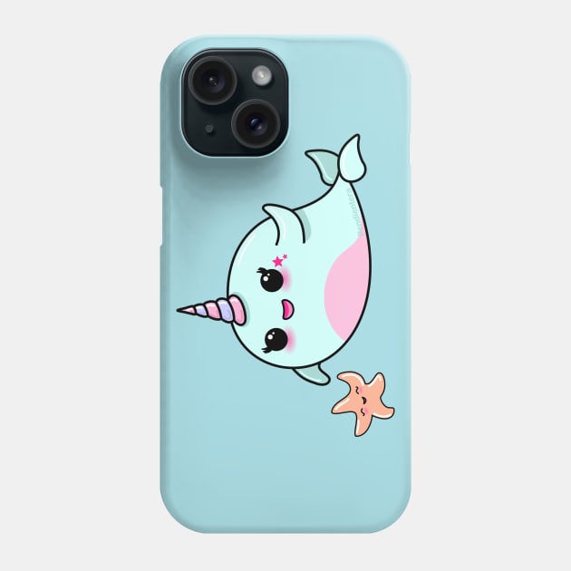 Cute Narwhal and Starfish Phone Case by Pendientera