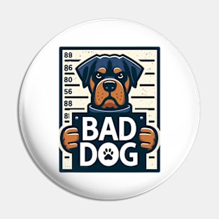 Illustrated Bad Dog Jail Mug Shot Pin