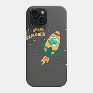 cute dinosaur astronaut play with his rocket. Phone Case