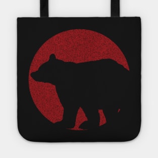 Distressed Minimalist Red Sun Bear Silhouette Tote