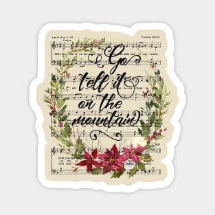 Go Tell it On the Mountain, Christmas Floral Hymn Magnet