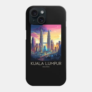 A Pop Art Travel Print of Kuala Lumpur - Malaysia Phone Case