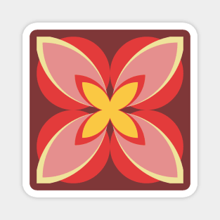 Red, Pink and Yellow Modern Frangipani Magnet