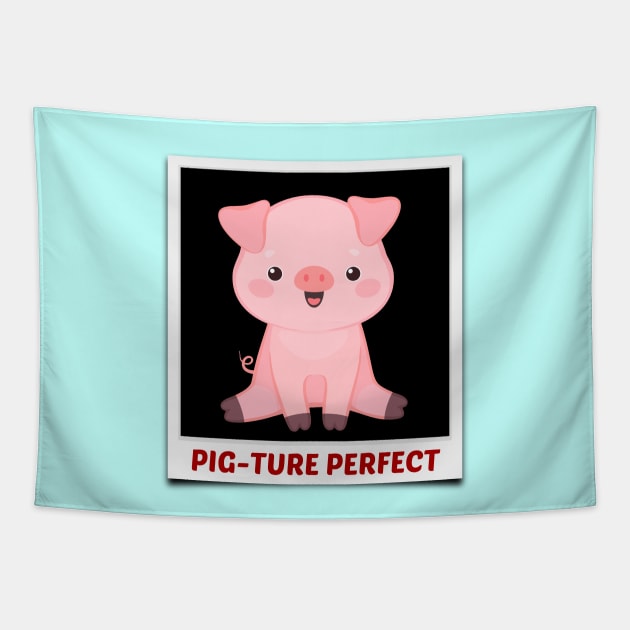 Pig-Ture Perfect - Cute Pig Pun Tapestry by Allthingspunny