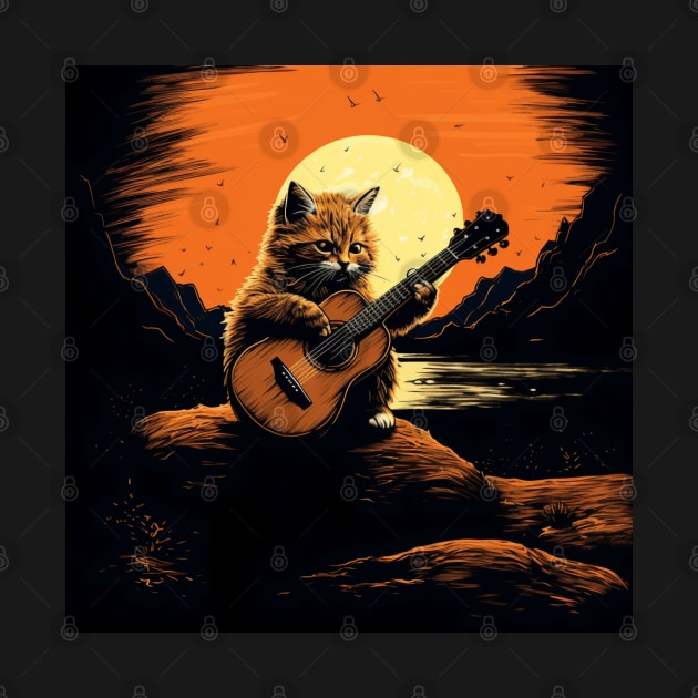 Kitten playing acoustic guitar by VelvetEasel