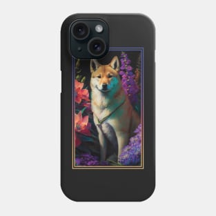 Jindo Dog Vibrant Tropical Flower Tall Digital Oil Painting Portrait 2 Phone Case