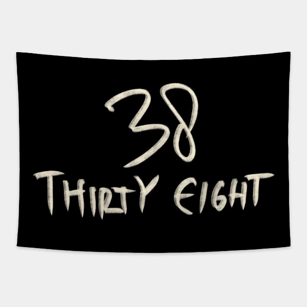 Hand Drawn Letter Number 38 Thirty Eight Tapestry by Saestu Mbathi