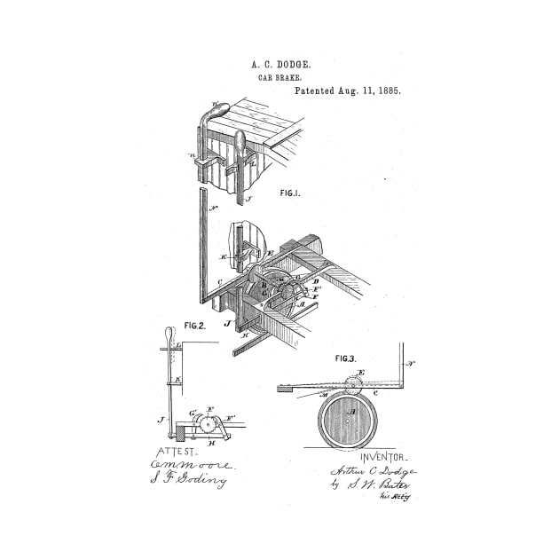 Car Break Vintage Patent Hand Drawing by TheYoungDesigns