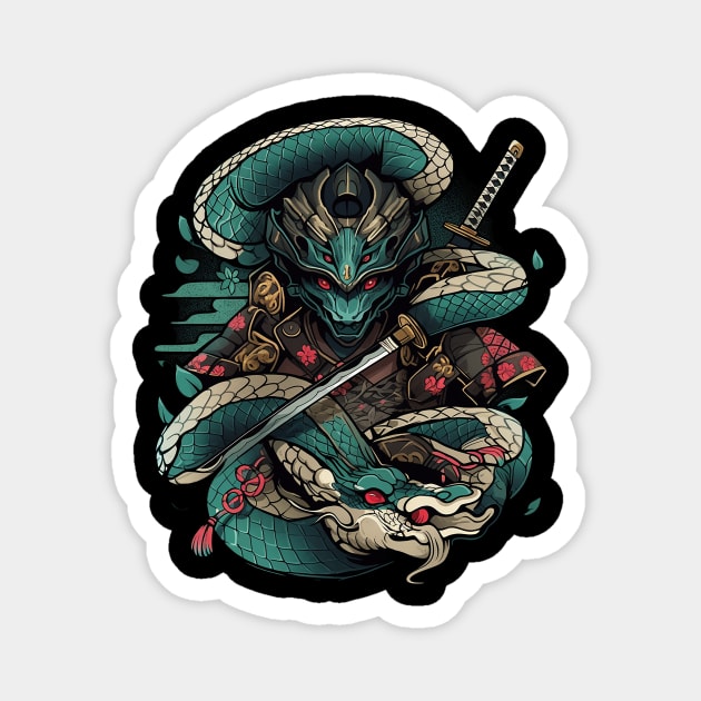 samurai dragon Magnet by fancy ghost