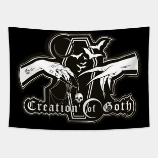 Creation of Goth - retro dark, half moon, night night, vampire, dark sticker, gothic Creation of Adam Tapestry