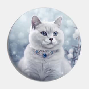 White British Shorthair Cat Pin