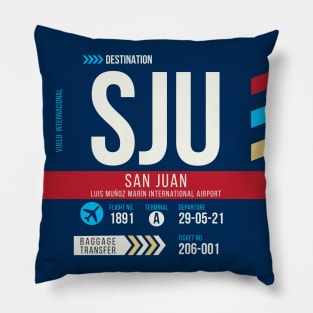 San Juan (SJU) Airport Code Baggage Tag C Pillow