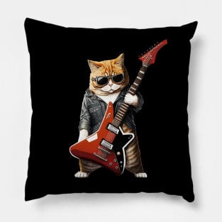 Cat Playing Guitar Pillow