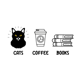 Cats Coffee And Books T-Shirt