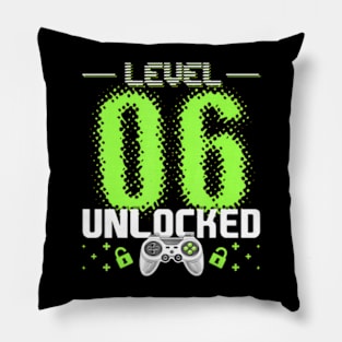 Level 6 Unlocked Video Gamer 6th Birthday Gamer Pillow