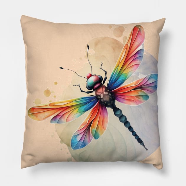 Colorful insect Pillow by Moxis Watercolor