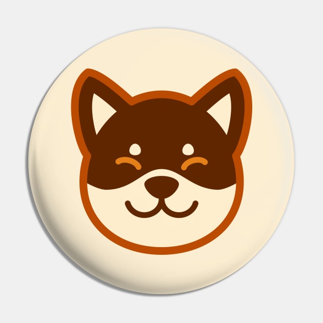 Brown Shiba: Eyes closed smile Pin by Red Wolf