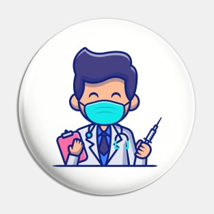 Doctor With Injection And Clipboard Pin