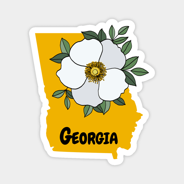 Georgia Cherokee Rose State Flower Magnet by SunburstGeo