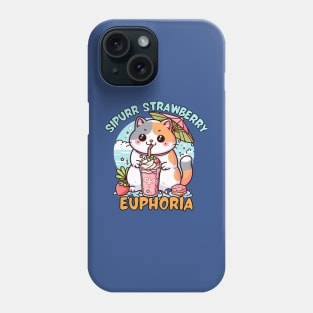 Strawberry milkshake cat Phone Case