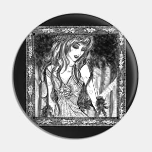 serene woodlands with art nouveau girl Pin