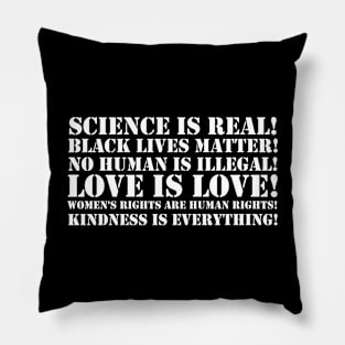 Science is real! Black lives matter! No human is illegal! Love is love! Women's rights are human rights! Kindness is everything! Pillow