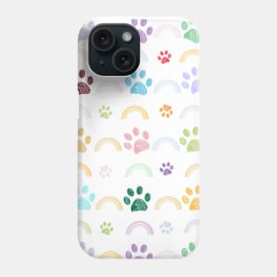 Colorful rainbow and paw prints Phone Case