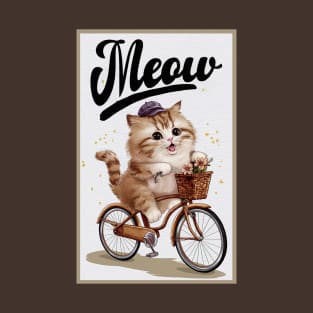 Meow cat riding a bicycle T-Shirt